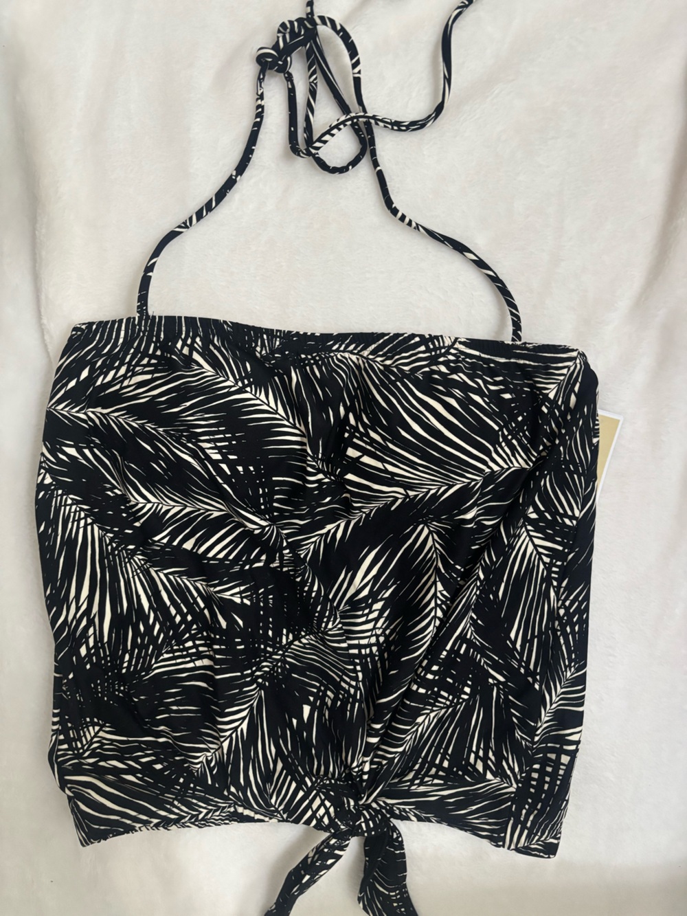 🌴🌴🌴Michael Kors Black & White Tropical Palm Print Tankini Swim Top Tie Front - Picture 2 of 6